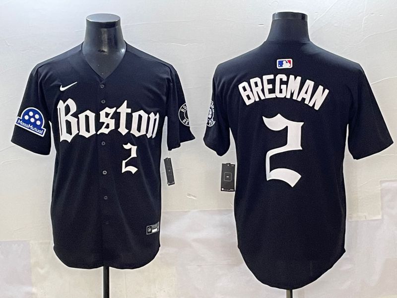 Men 2025 Boston Red Sox #2 Bregman Black Five generations Joint Name Nike MLB Jersey style 15->boston red sox->MLB Jersey